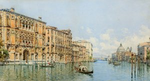 Een Uitzicht op het Canal Grande met Palazzo Cavalli-Franchetti en Santa Maria della Salute